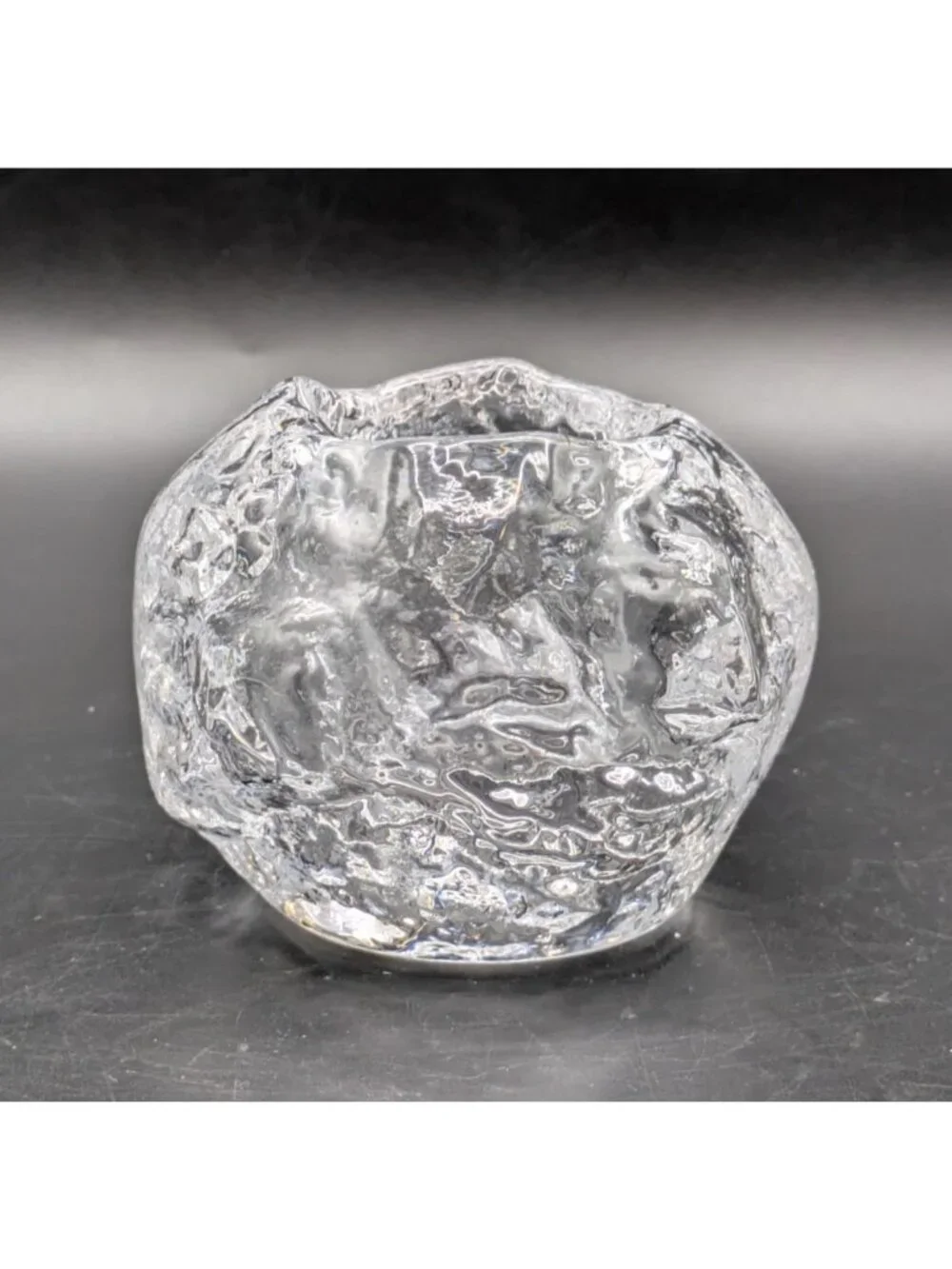 Kosta Boda Votive Candle Holder Snowball Clear Crystal Glass Sweden 3